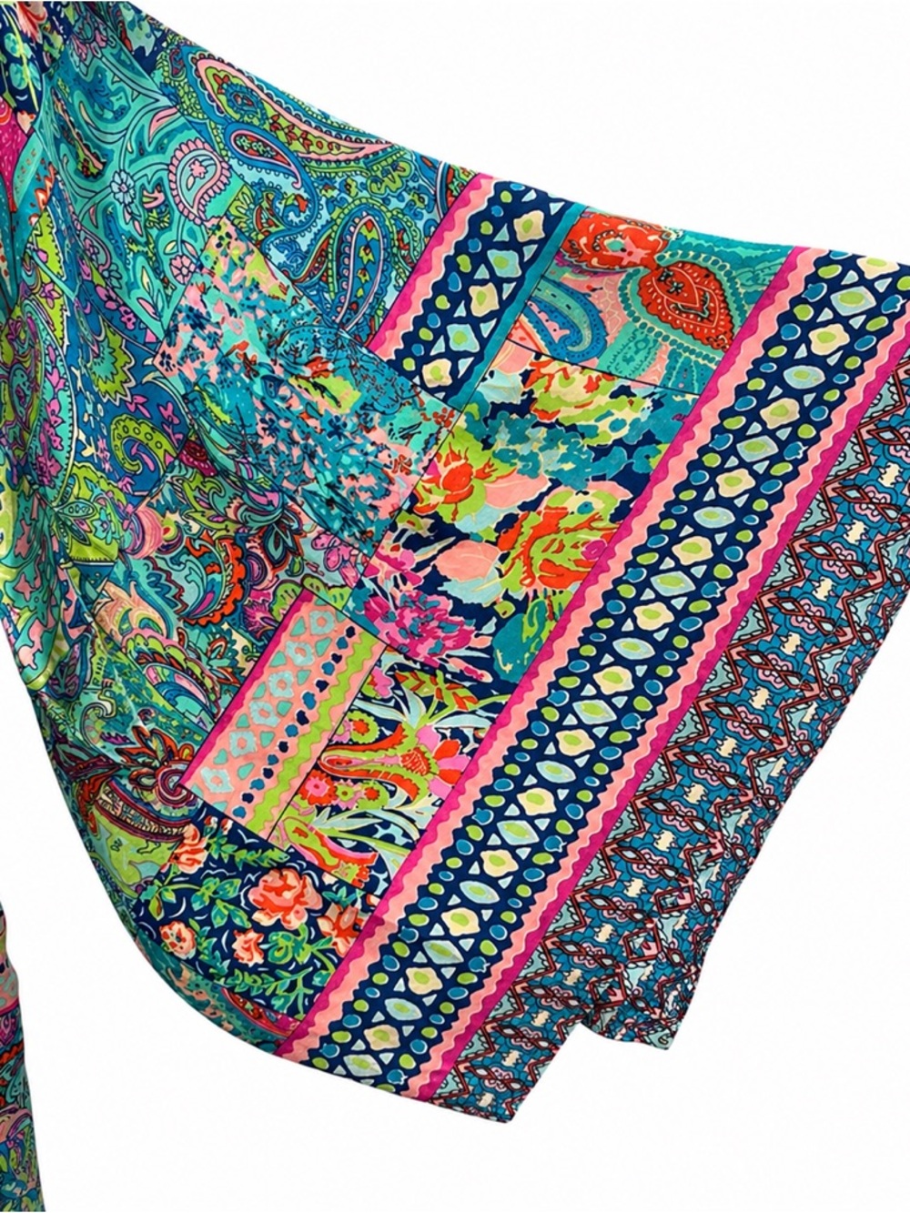 Kanha Exports Boho Paisley Rayon Tunic Large Kimono Sleeve Resortwear - Picture 7 of 7